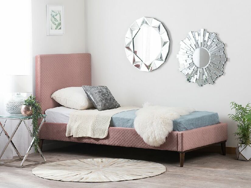 Egyszemélyes ágy 90 cm BARON (ágyráccsal) (rózsaszín)