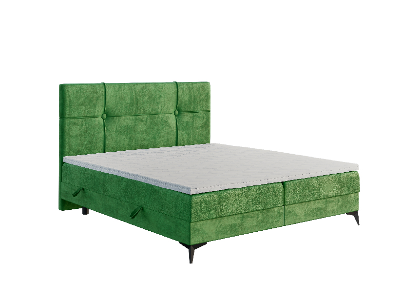 Egyszemélyes ágy Boxspring 120 cm Nivela (zöld) (matraccal és tárolóhellyel)