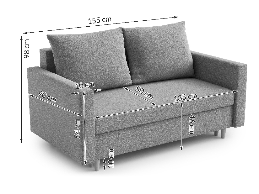 Kétszemélyes kanapé Louis (világosszürke)