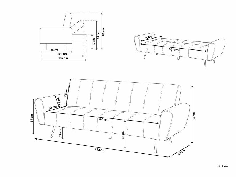 Háromszemélyes kanapé SORO (sötétpiros)