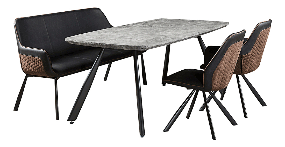 Étkezőasztal Pasco (8 fő részére) (beton + fekete)