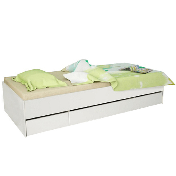 Egyszemélyes ágy 90 cm Matari (fehér + fehér)
