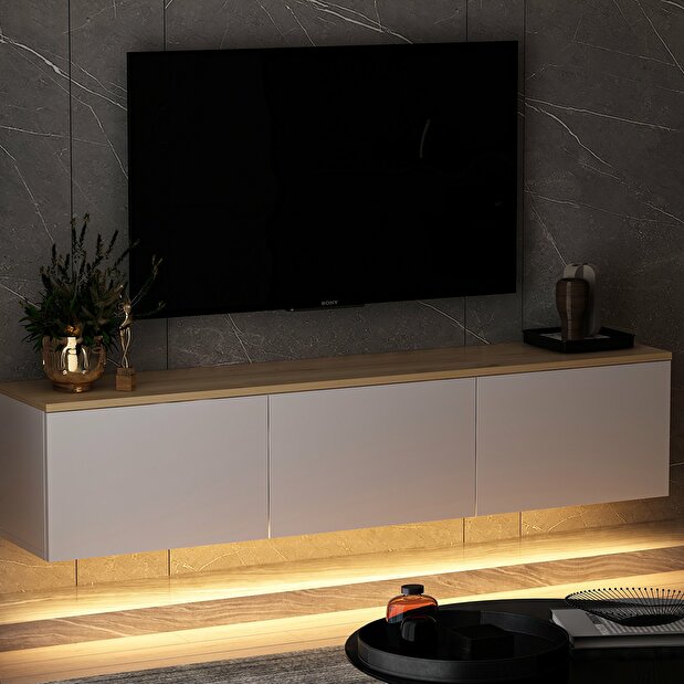 TV asztal/szekrény Nobi (fehér + tölgy)