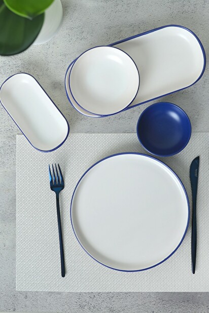 Reggeliző étkészlet (18 db.) Mono (kék + fehér)