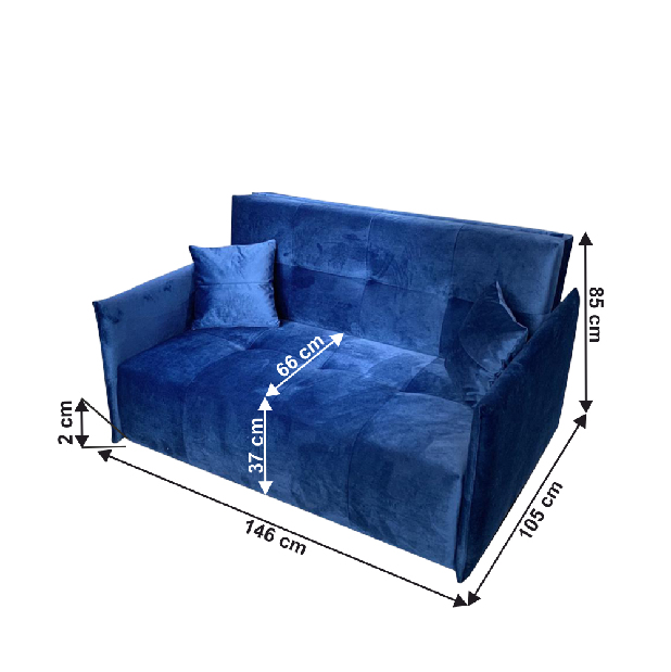 Kétszemélyes kanapé Aricca (kék)