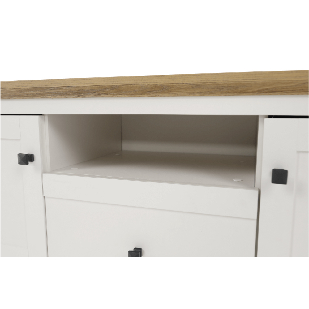 TV asztal/szekrény Leoras MZ15 (fehér + grand tölgy)