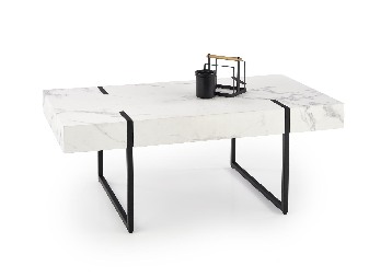 Dohányzóasztal Birgit (fehér márvány + fekete)