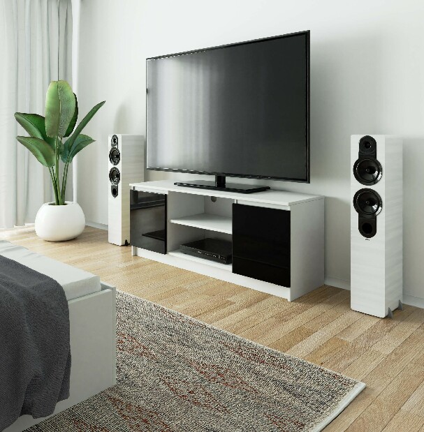 TV asztal Dariel (fehér + fényes fekete)