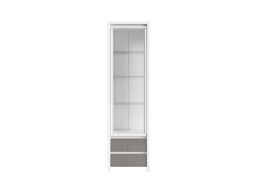 Vitrinek szekrény Kasey REG1W2SL (B/J) (fehér + fényes szürke)