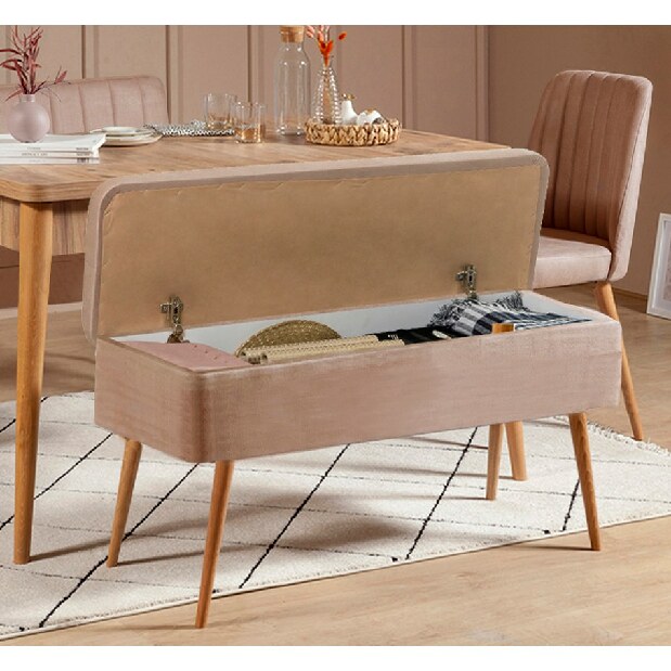 Széthúzható étkezőasztal 2 székkel és egy paddal Vlasta (atlanti fenyő + szürke)