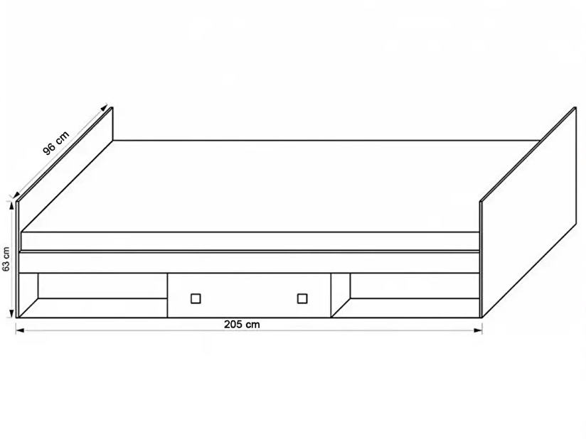 Egyszemélyes ágy 90 cm Torton T20 (ágyráccsal és tárhellyel)