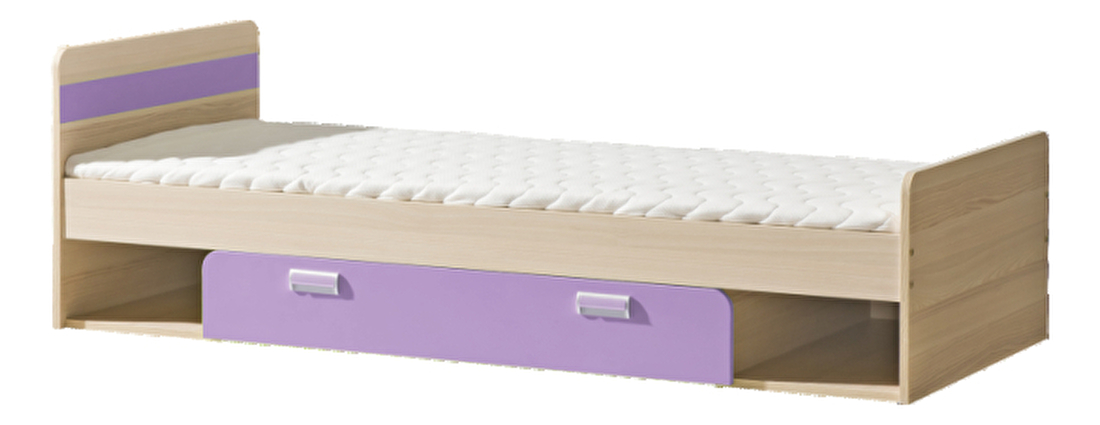 Egyszemélyes ágy 80 cm Echo L13 lila (ágyráccsal és matraccal)