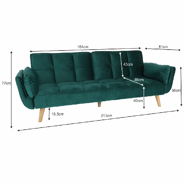 Széthúzhatós kanapé Kaprera (sötétzöld) *kiárusítás