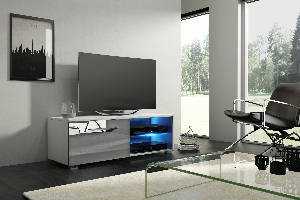 TV asztal/szekrény Mona 100 (matt fehér + fényes szürke)