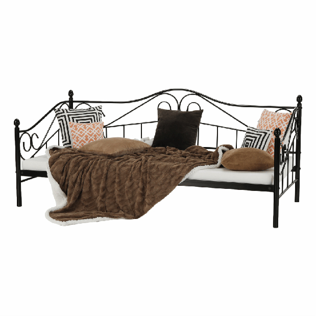 Egyszemélyes ágy 90 cm Danina (fekete) (ágyráccsal)