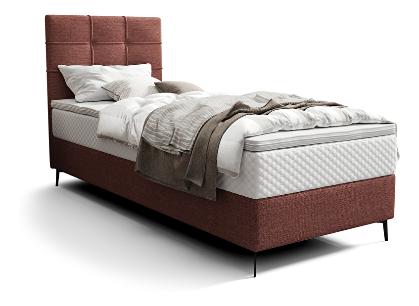 Egyszemélyes ágy 80 cm Infernus Comfort (terakotta) (ágyráccsal, tárolóhellyel)