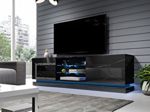 TV szekrény/asztal 200 Aura (fekete + fényes fekete)