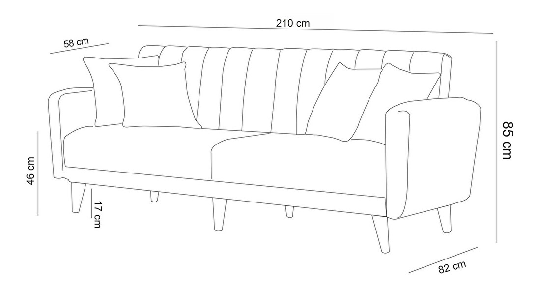 Háromszemélyes kanapé Adriene (piros)