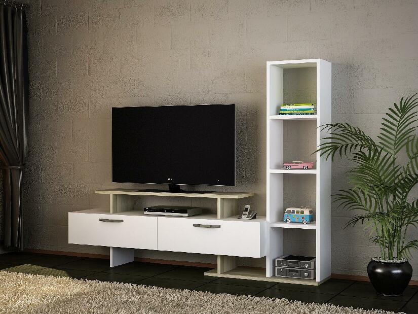 TV asztal/szekrény Milian (fehér + bordó)