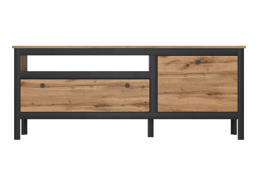 Tv asztal/szekrény Lorcan 1d1s/150 (wotan tölgy + fekete)