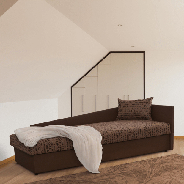 Egyszemélyes ágy (dívány) 80 cm Jeannine (barna) (tárhellyel) (J)