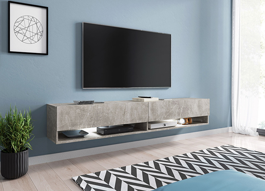 TV asztal/szekrény Aldesia 180 (smart beton) (RGB LED világítás Mirjan színes)