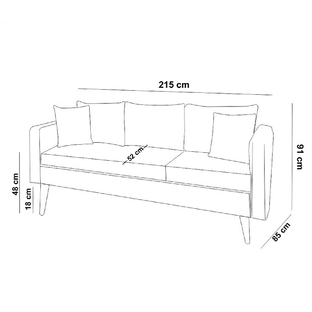 Háromszemélyes kanapé Sika (antracit)