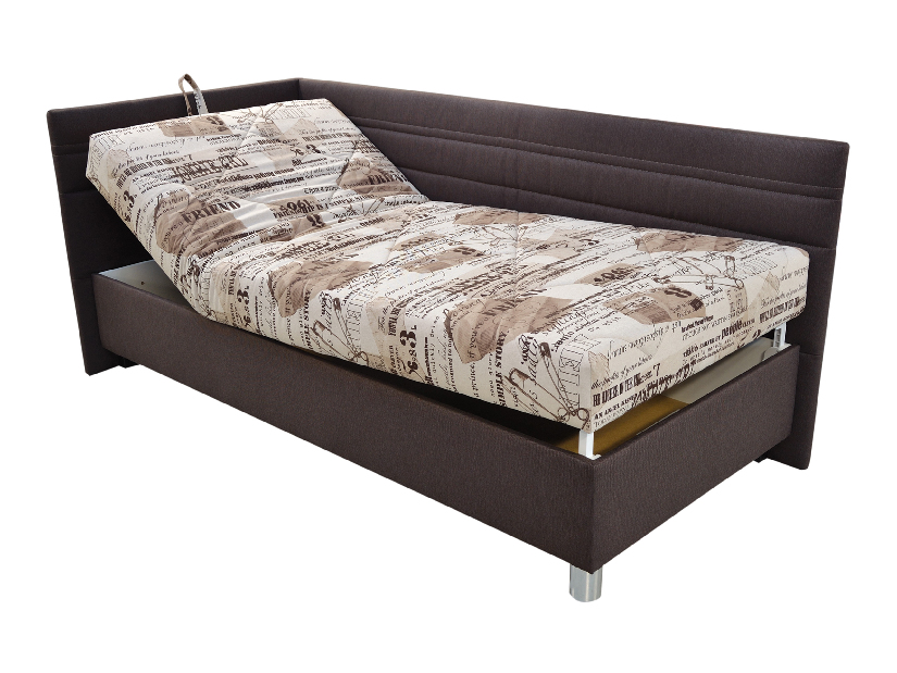 Egyszemélyes ágy 90 cm Porfirio (bézs + barna) (ágyráccsal és matraccal) (B)