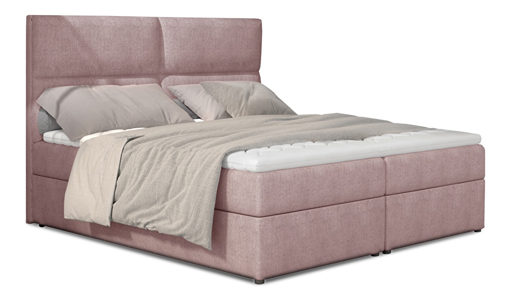 Franciaágy Boxspring 145 cm Alyce (rózsaszín) (matracokkal)