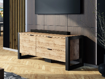TV szekrény/asztal 120 Tudorov (wotan tölgy + wotan tölgy + fekete)