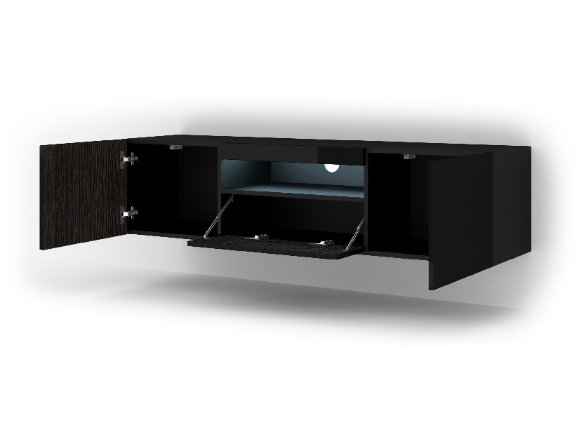 TV aszta/Szekrény Aurinko 150 (fényes fekete) (világítással)