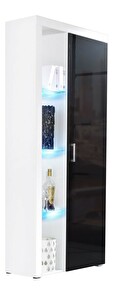 Polcos szekrény Magnolia Mirjan MA2 (fehér + fényes fekete) (kék LED világítás)