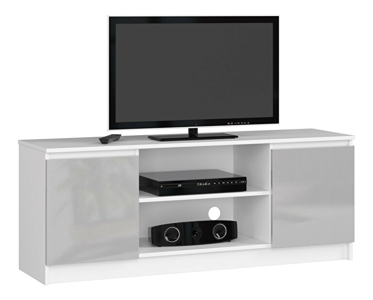 TV asztal Dariel (fehér + fémes fényű)