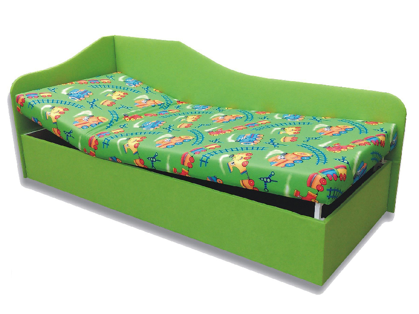 Egyszemélyes ágy (dívány) 90 cm Abigail (Vonat 4 + zöld x101) (B)