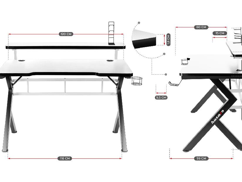 PC asztal Hyperion 5.0 (fekete + fehér)