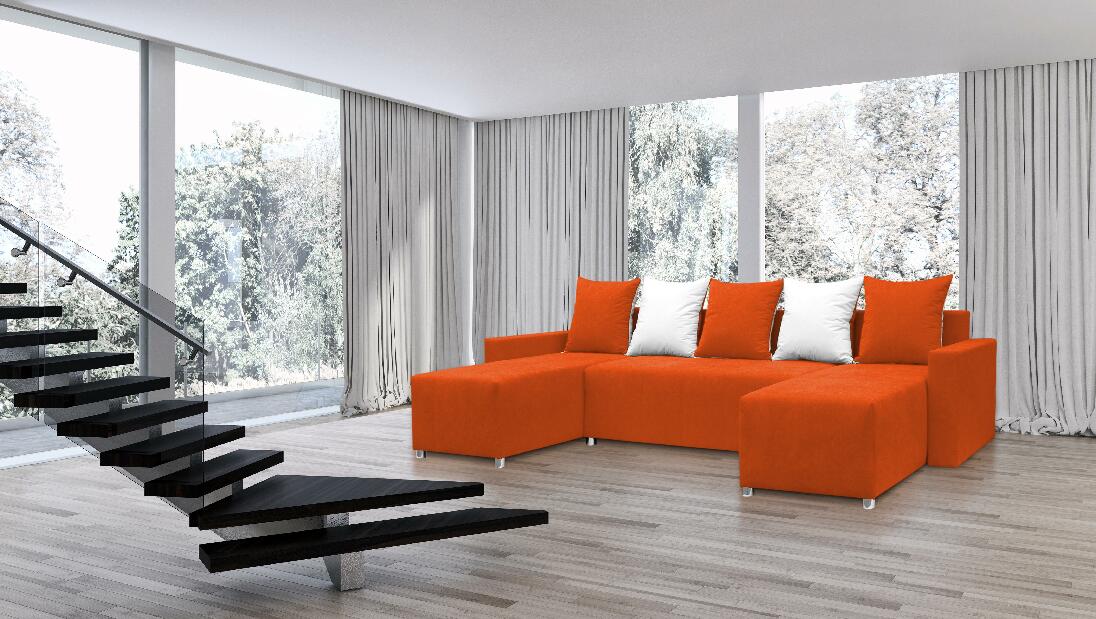U-alakú sarok kanapé Brigid U háttámlával (sötét narancssárga + párnák)