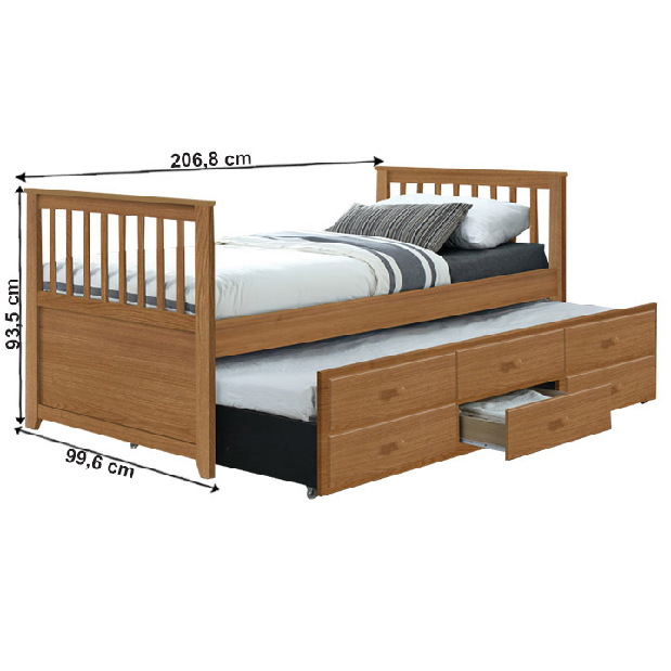 Egyszemélyes ágy 90 cm Austin (tölgy) (ágyráccsal) *bazár