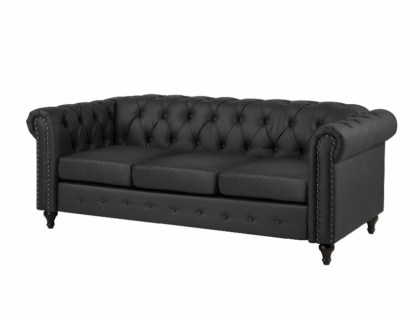 Háromszemélyes kanapé Chichester (szintetikus bőr) (fekete)