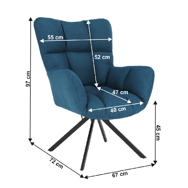 Dizájnos fotel Komand (kék)