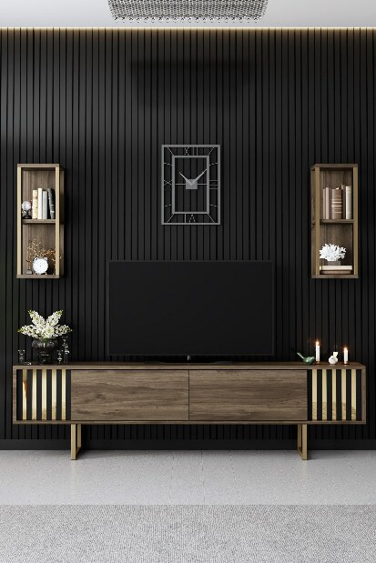 TV asztal/szekrény Golden (dió + fekete)