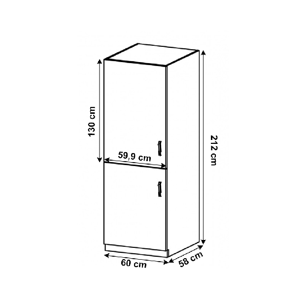 Alsó konyhaszekrény beépített hűtőhöz D60ZL Sillina (milano dió)