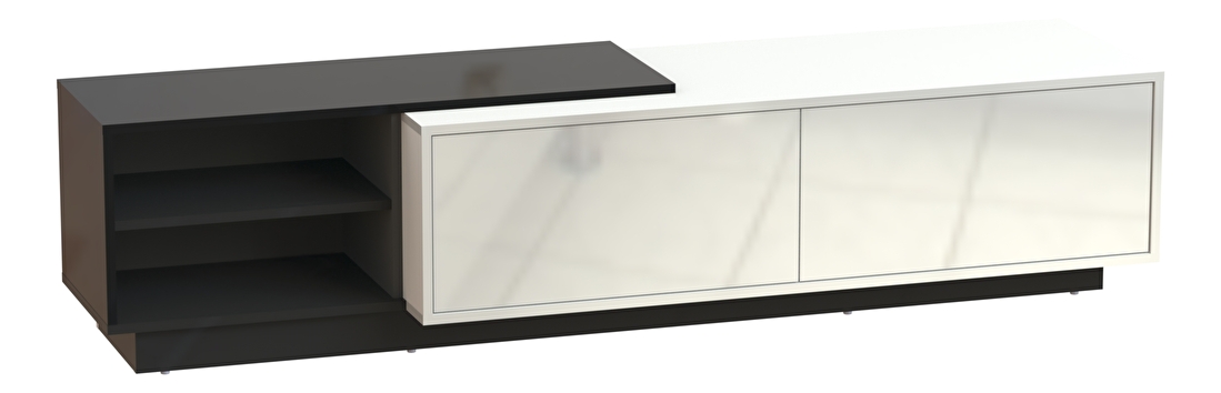 TV asztal/szekrény Sygalla II (fekete + fehér + fényes fehér)
