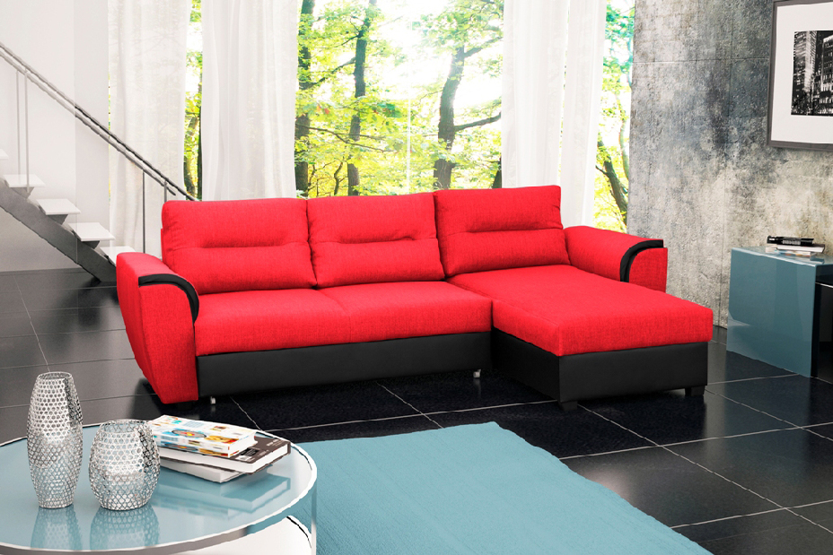 Sarok kanapé Thomas (piros + fekete) (J)