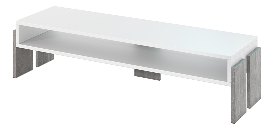 TV asztal Ramea (fehér + kő)