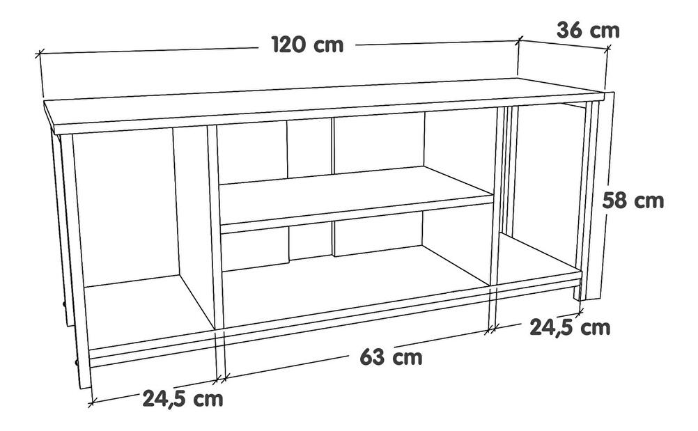TV asztal/szekrény Hella (atlanti fenyő + fehér)