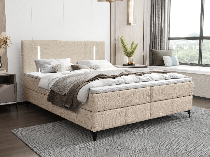 Egyszemélyes ágy 120 cm Ortega Comfort (terakotta) (ágyráccsal és matraccal, és tárolóhellyel) (LED világítással)