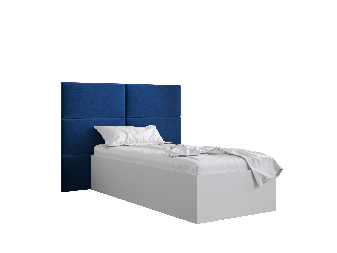 Egyszemélyes ágy kárpitozott fejtámlával 90 cm Brittany 2 (matt fehér + kék) (ágyráccsal)