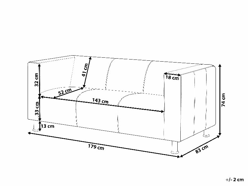 Háromszemélyes bőr kanapé Faxe (fekete)