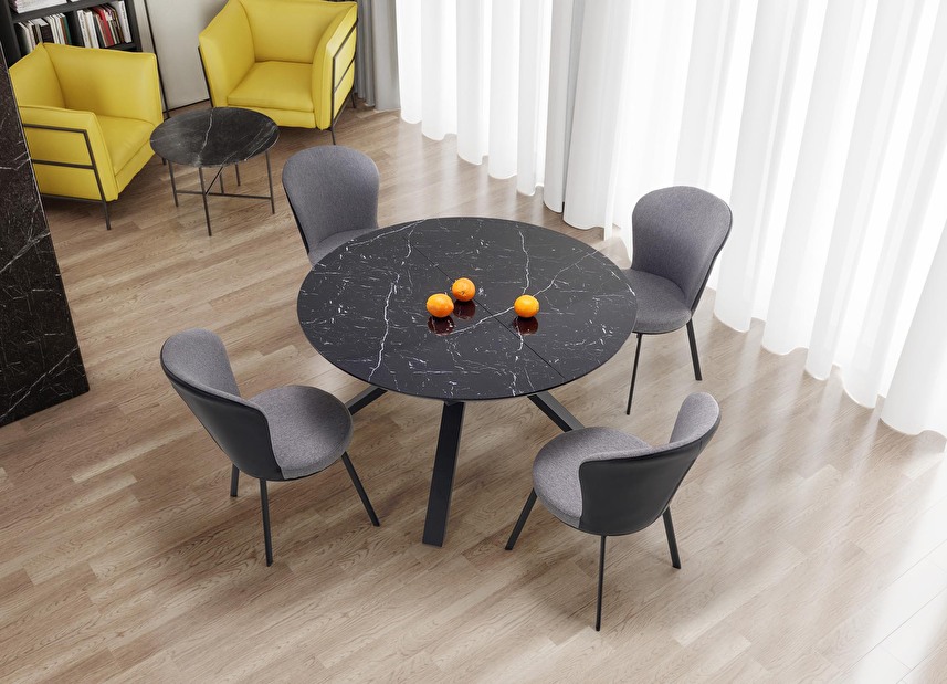 Étkezőasztal Vengir (fekete márvány + fekete) (4-8 fő részére)