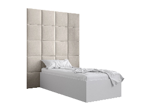 Egyszemélyes ágy kárpitozott fejtámlával 90 cm Brittany 3 (matt fehér + krém) (ágyráccsal)